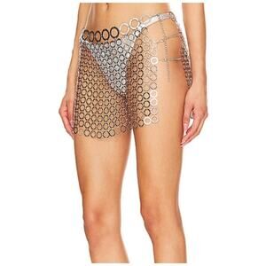 B1 H:ours Metallic Mini Skirt Womens Small Paris Hilton Inspo Y2K Coquette Rave